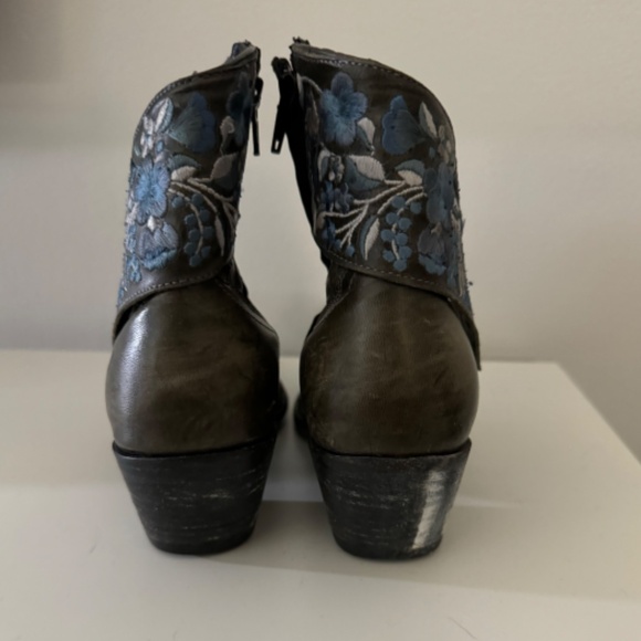 Old Gringo Minisora Leather Blue Floral Pointed Toe Western Boots - Picture 4 of 10
